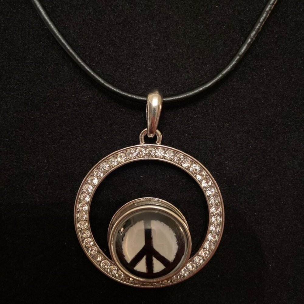 Peace Sign Rhinestone Necklace Gift